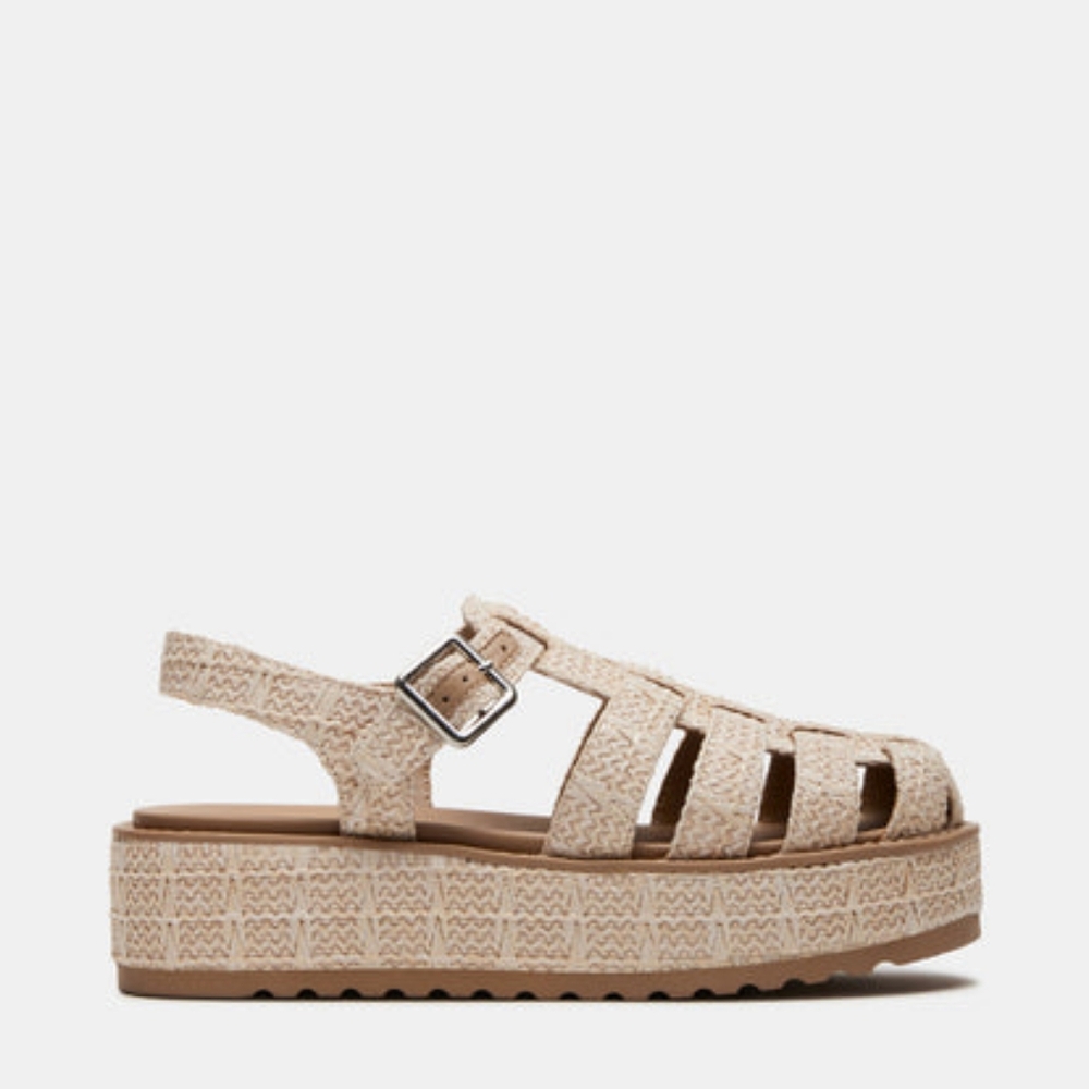 Steve Madden Benson Natural Raffia Platform fisherman sandal